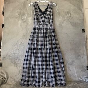 Club Monaco Fit and Flare Dress Size 4 Plaid Cross Back V Neck